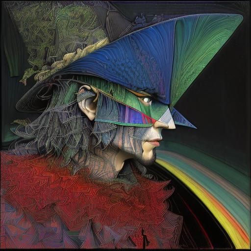 Surrealist Cubist Expressionist Artwork in Triadic Colors