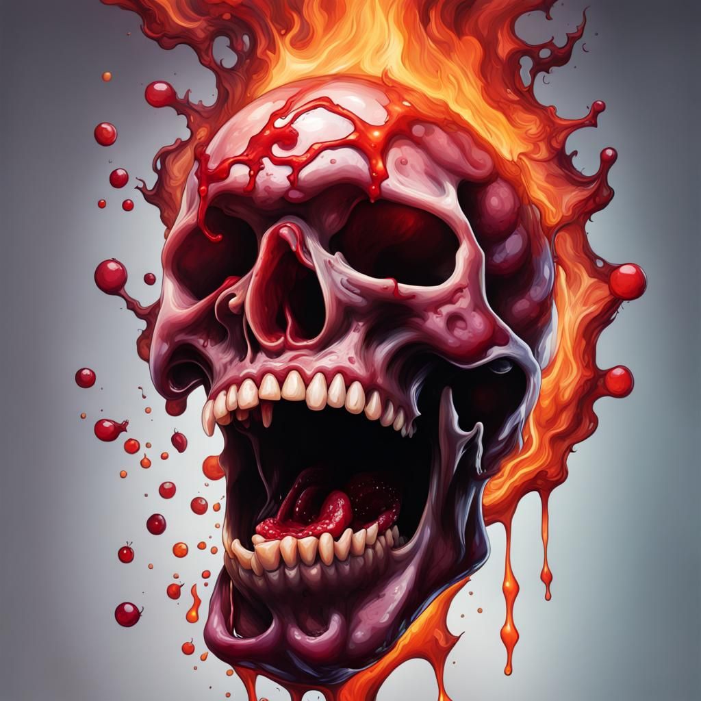 Hyperrealistic Screaming Skull Grapes in Splash Art