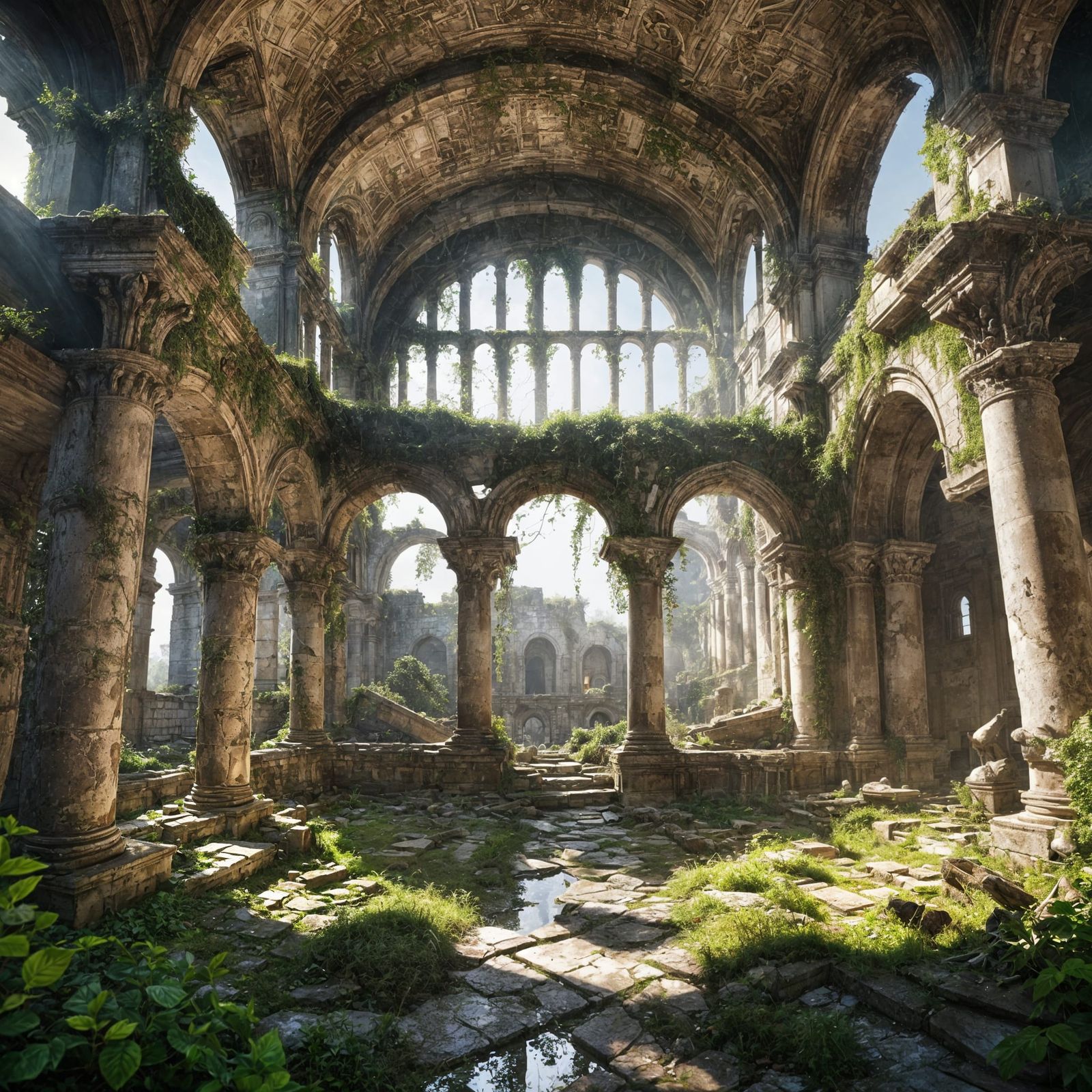 An ancient Roman basilica in complete abandonment