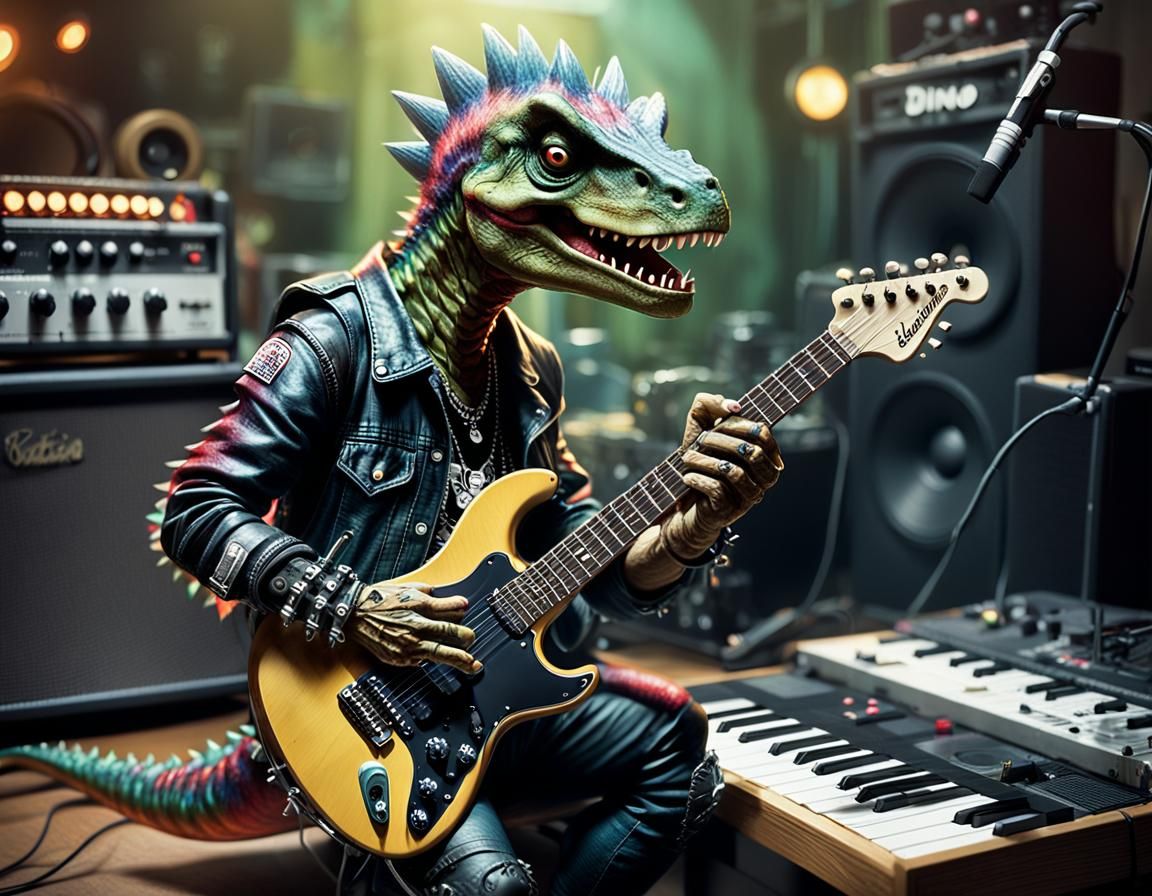 Punk Dino Guitarist Concept Art