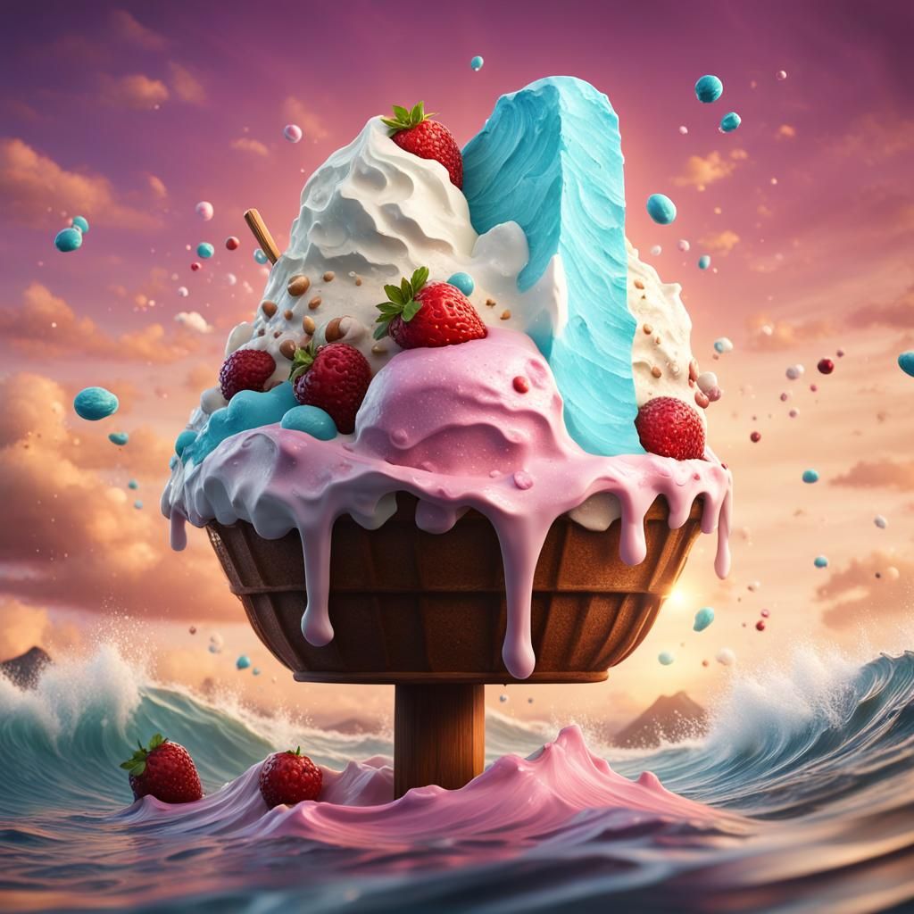 Giant Ice Cream Wave: Fantasy Concept Art