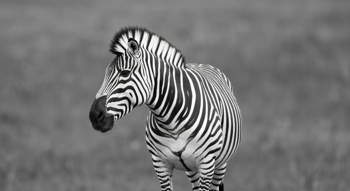 Striking Zebra Bird in Shades of Gray