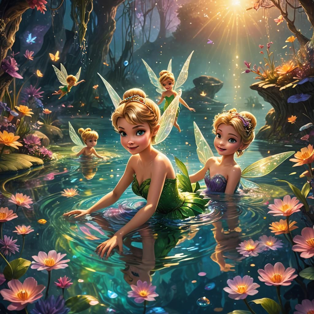 Tinkerbell in Mystical Lagoon: Splash Art Fantasy