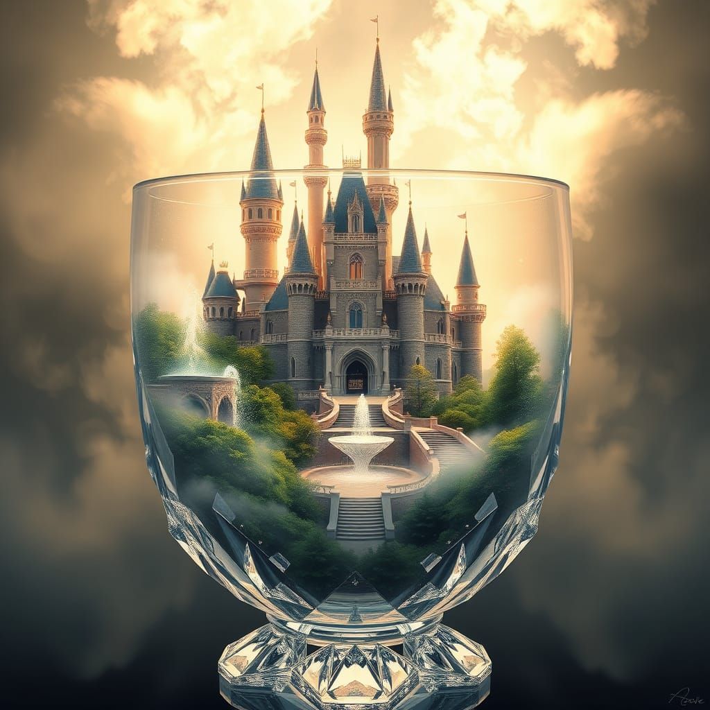 Crystal Cup Reveals Dreamlike Castle in Fairy Tale Style