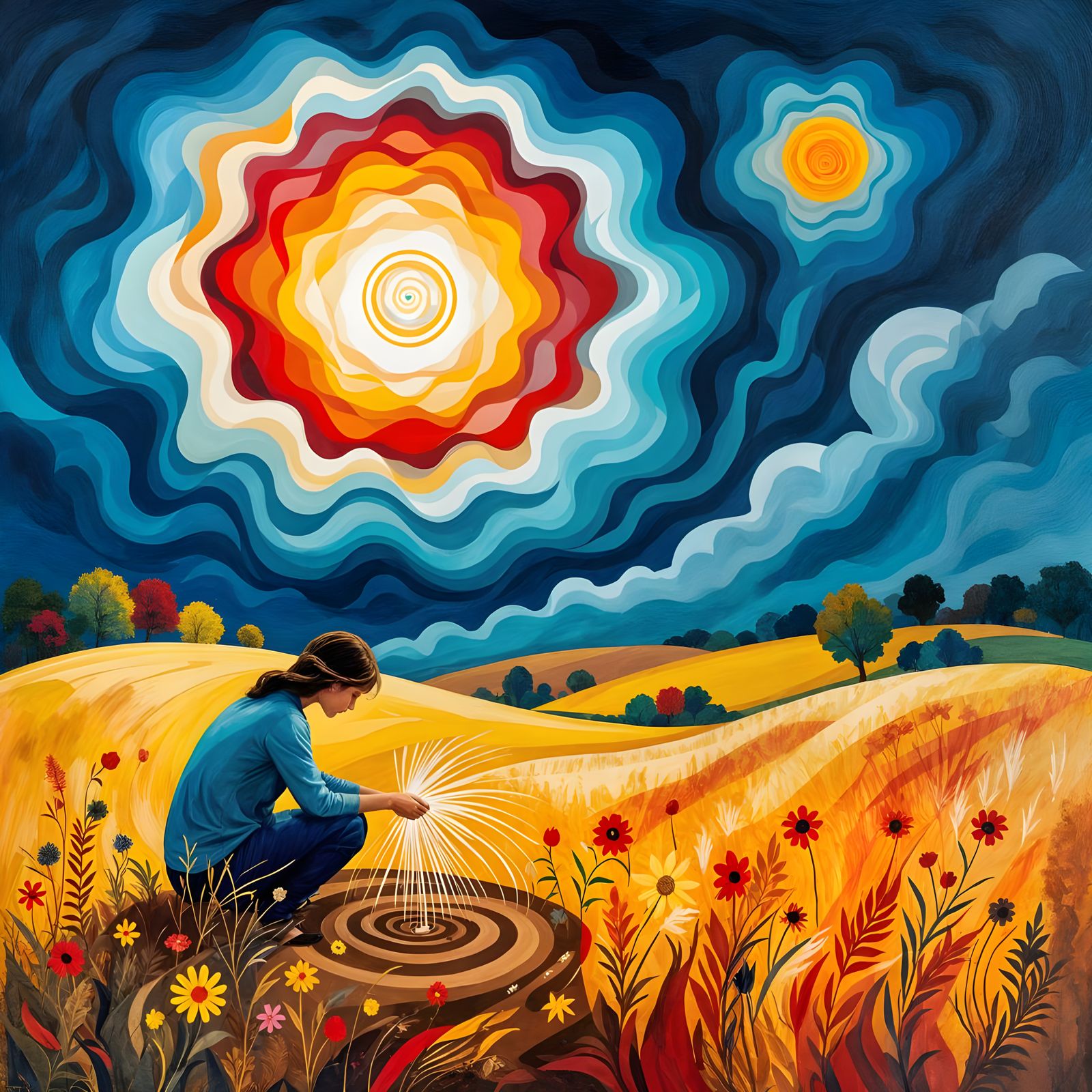 Dramatic Tornado Devastating a Village Landscape