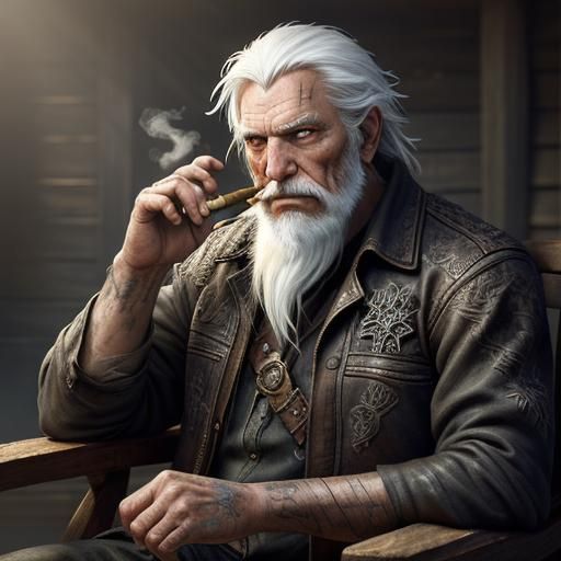 Old Man with Bones: Hyperrealistic Concept Art