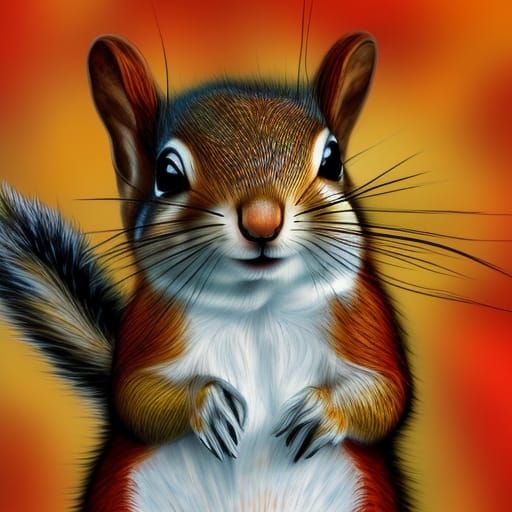 Hyperrealistic ADHD Squirrels in Colorful Chaos
