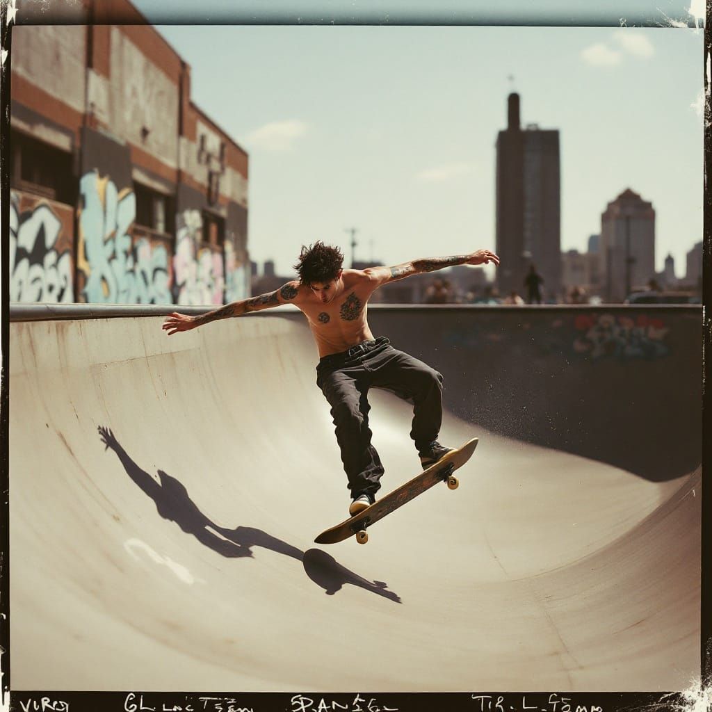 Ultra Realistic Skateboarding Action Scene in Graffiti Skate...