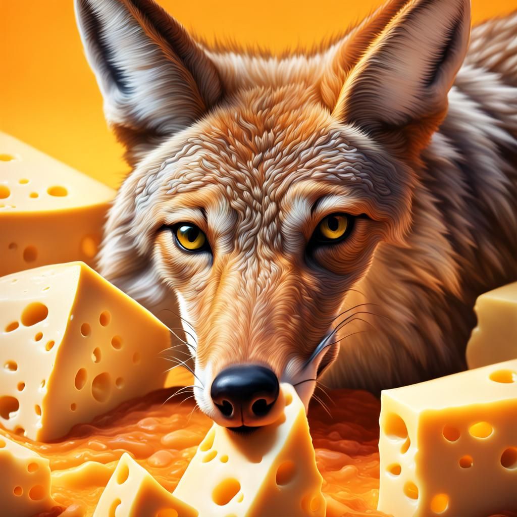 Hyperrealistic Cheese Coyote Concept Art