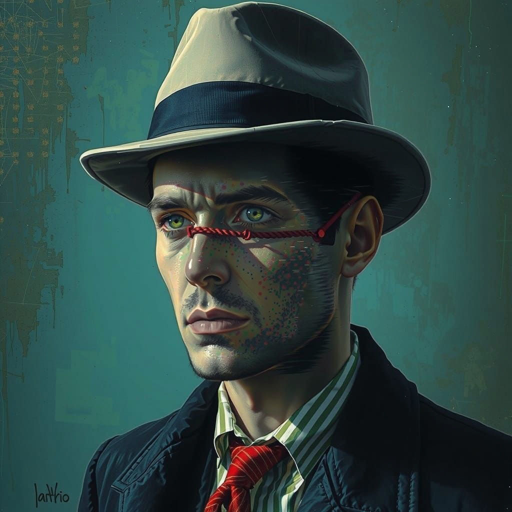 Glitched Face with Pixelated Apple Skin