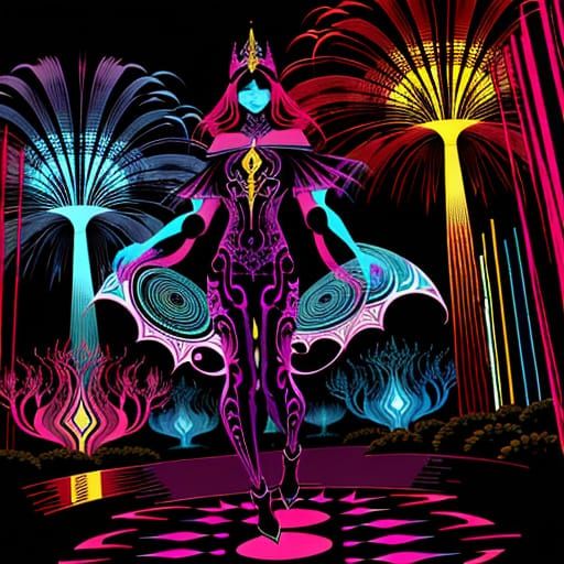 Glowing Medieval Manuscript Scene with Cats, Vines, and Flow...