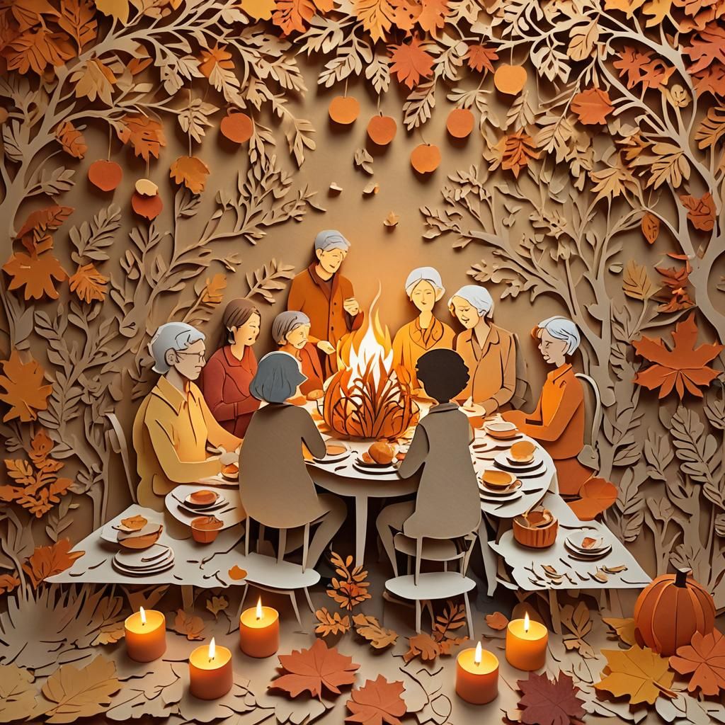 Autumn paper art of thanksgiving.