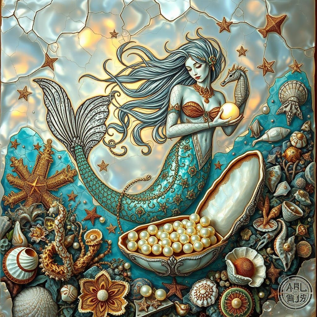 Surreal Fantasy Art in Enchanted Underwater World with Merma...
