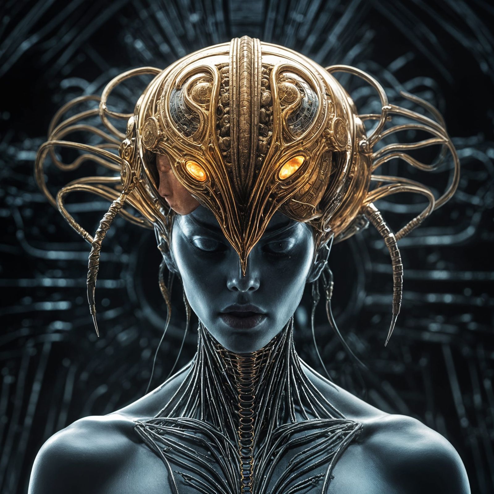 Alien Biopunk Landscape with Organic Technology