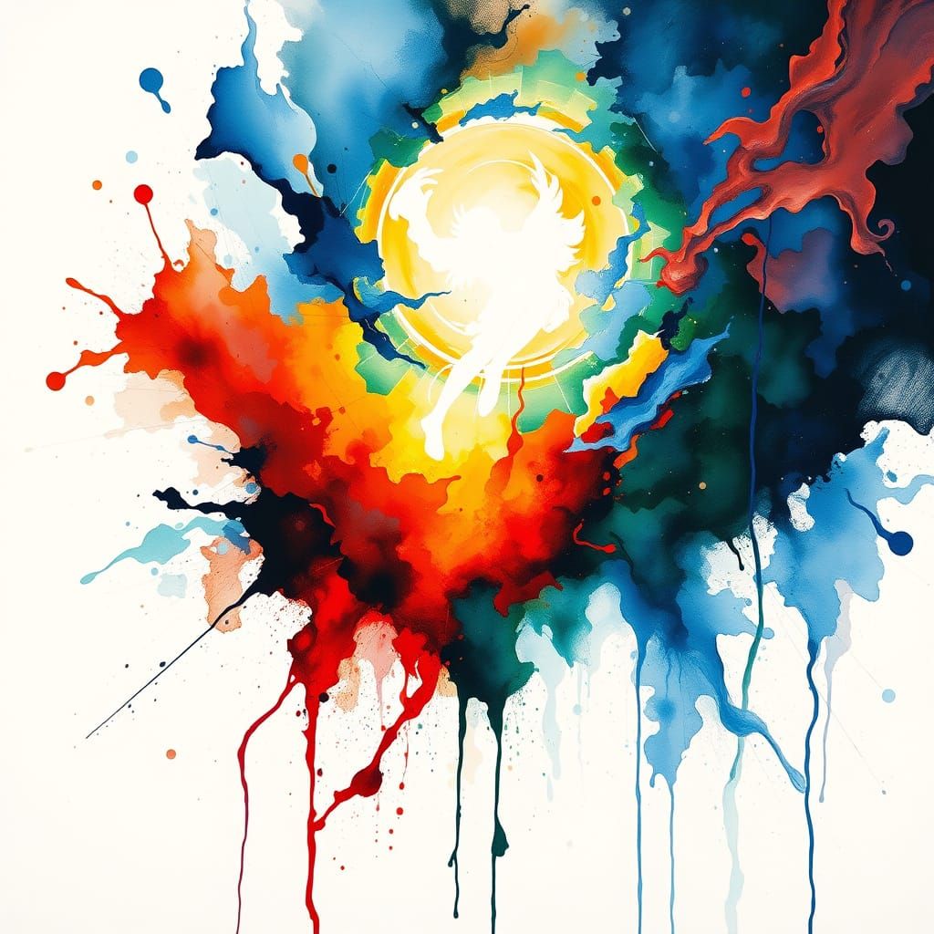 Ethereal Divine Essence in Turbulent Surreal Landscape