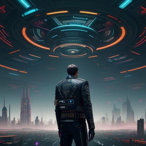 Business Manager Triumphs in Futuristic Cyberspace with Key ...