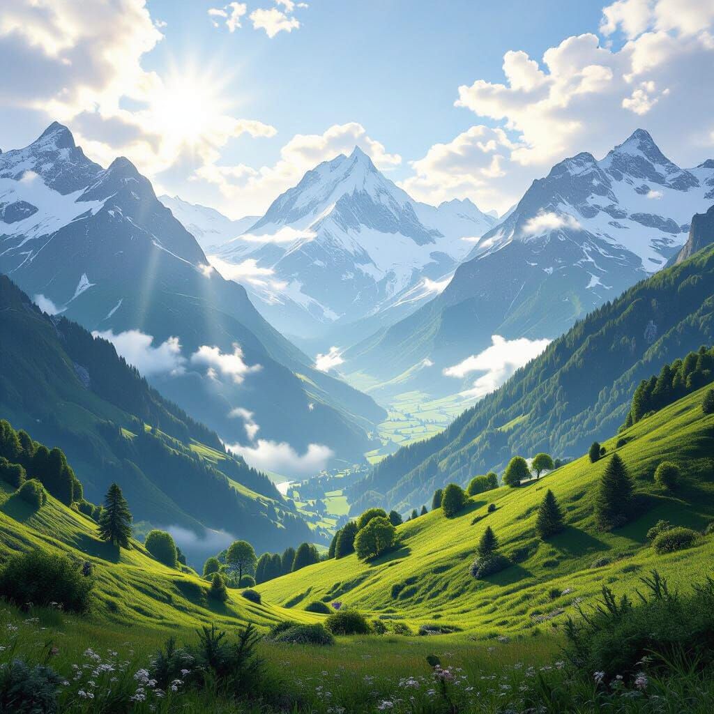 Majestic Swiss Alps Valley Panorama