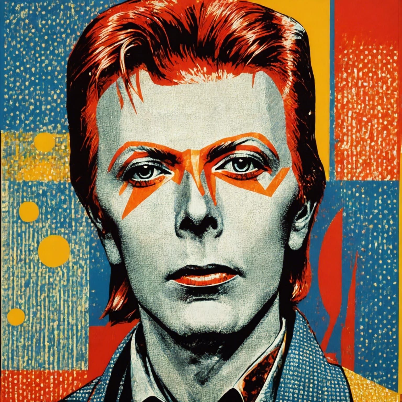 Pop Art Portrait of David Bowie in Lichtenstein Style