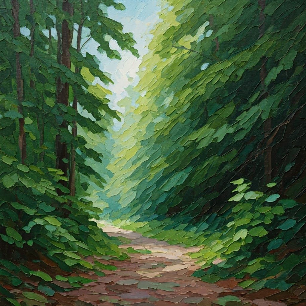 Lush Overgrown Forest in Impasto Gouache Style