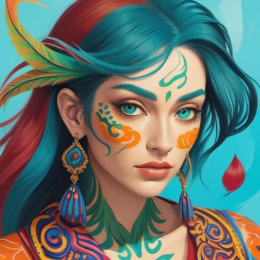 Fauvist Portrait of Woman with Dragon Scales