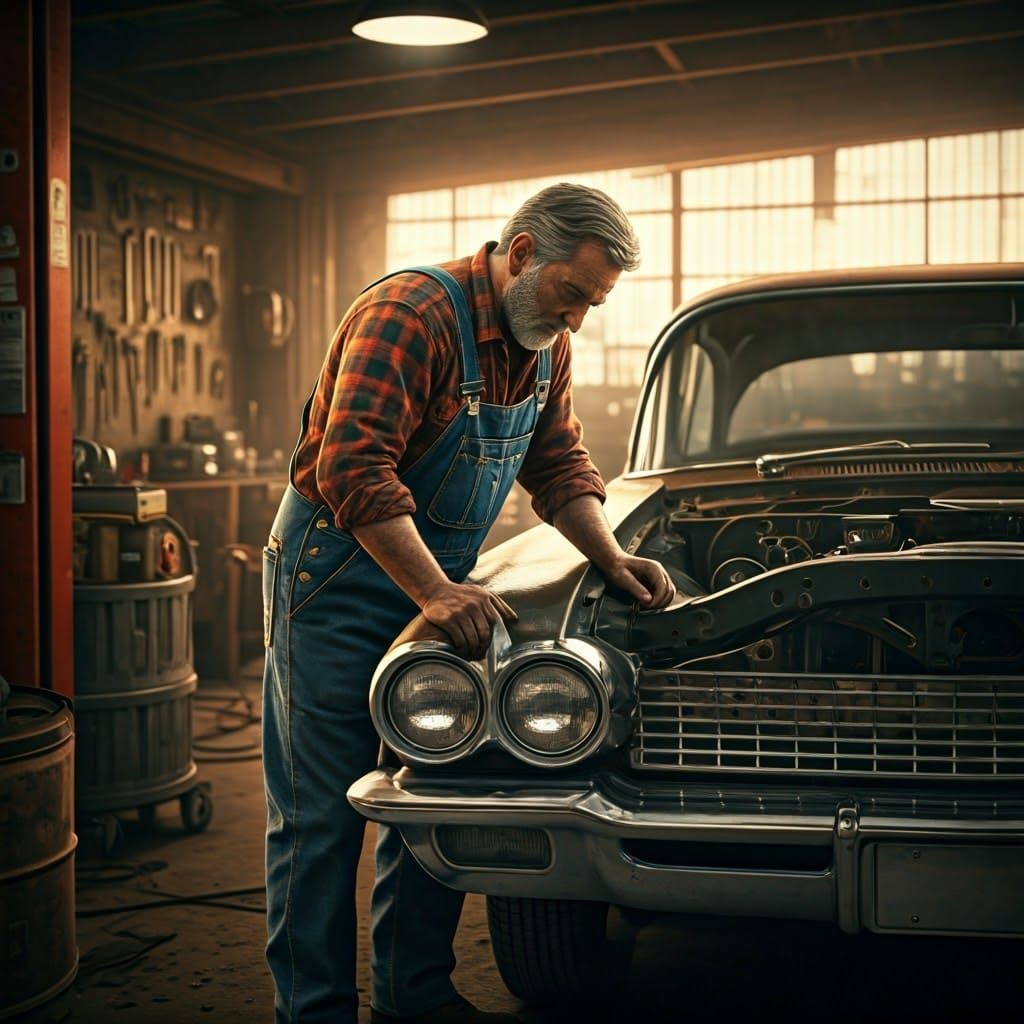 Vintage Auto Restoration in a Classic Garage