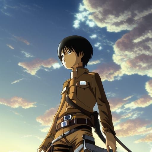 Attack on Titan Anime Key Visual in Ghibli Style