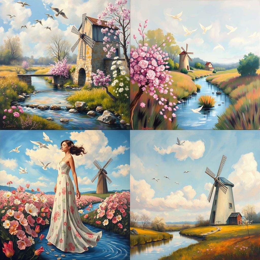 Impressionist Spring Landscape with Melting Surrealism