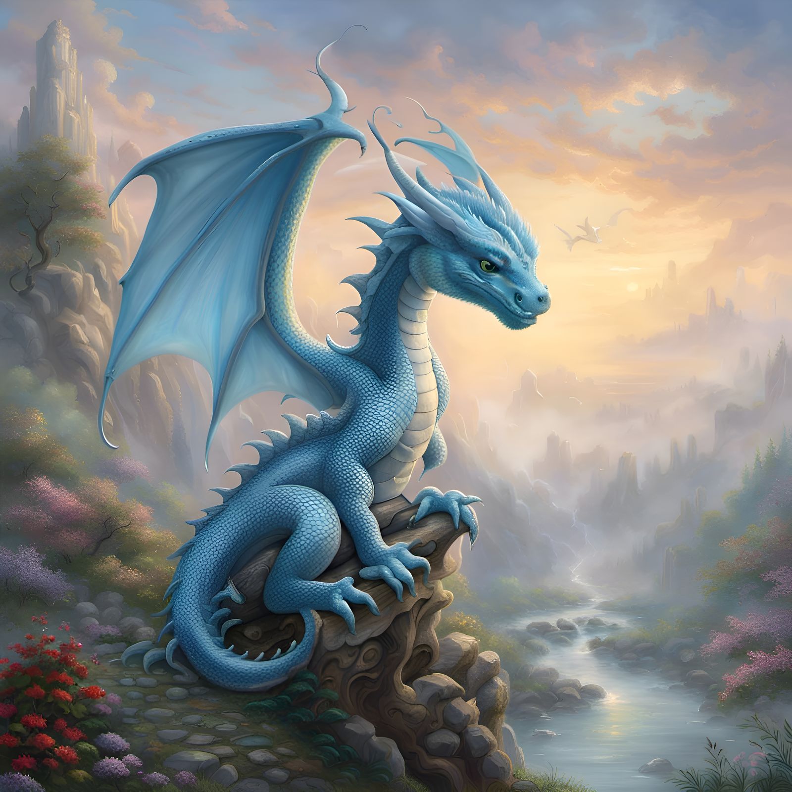 Ethereal Baby Blue Dragon in 8k Resolution