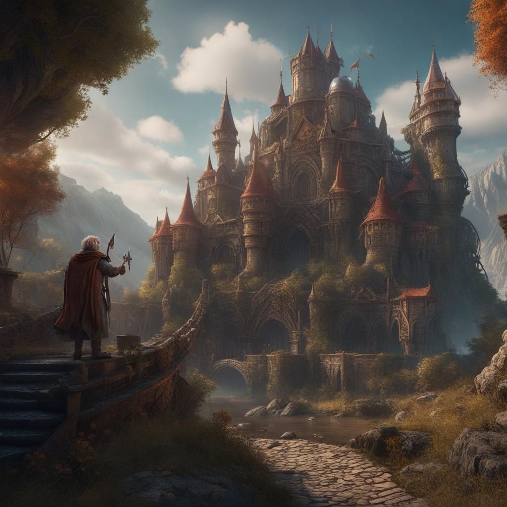 Fantastical Boy Hero in Detailed Matte Painting