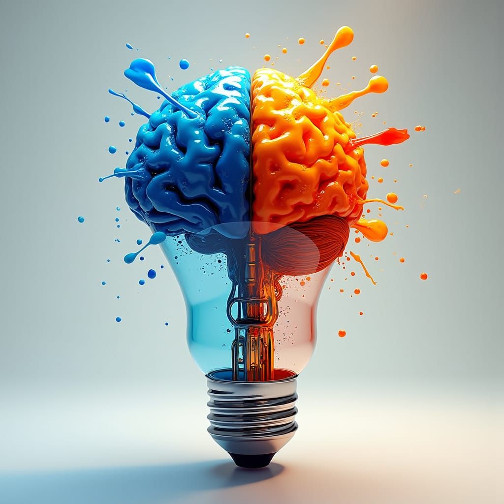 Brain in Light Bulb: Logic and Creativity in Digital Art