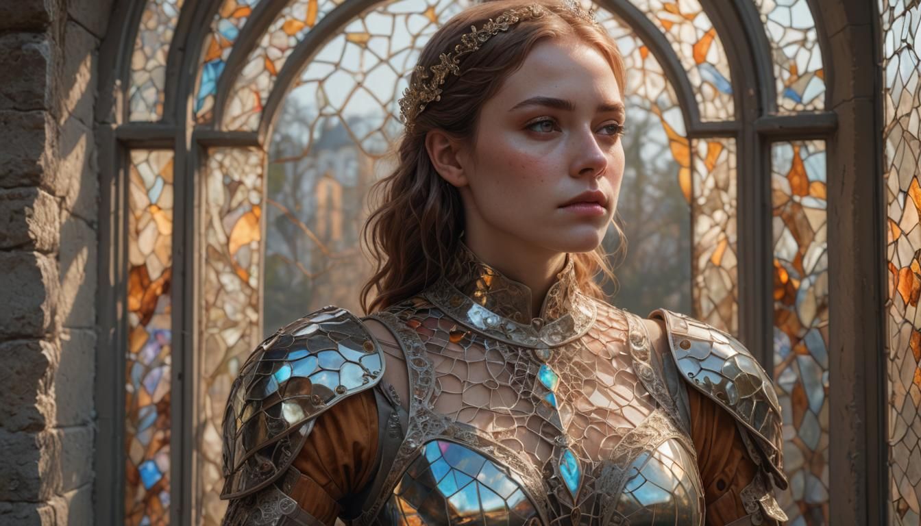 Nicole in Opal Lace Armor: Hyperrealistic Portrait