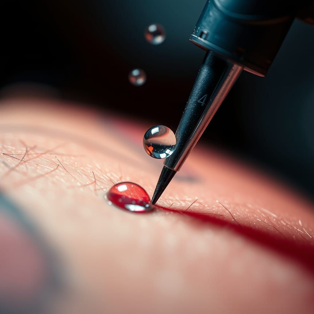 Tattoo Needle Impact: Hyperrealistic Frozen Moment