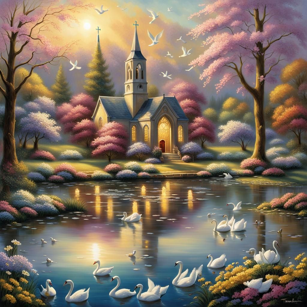 Luminist Church Scene on Easter Sunday