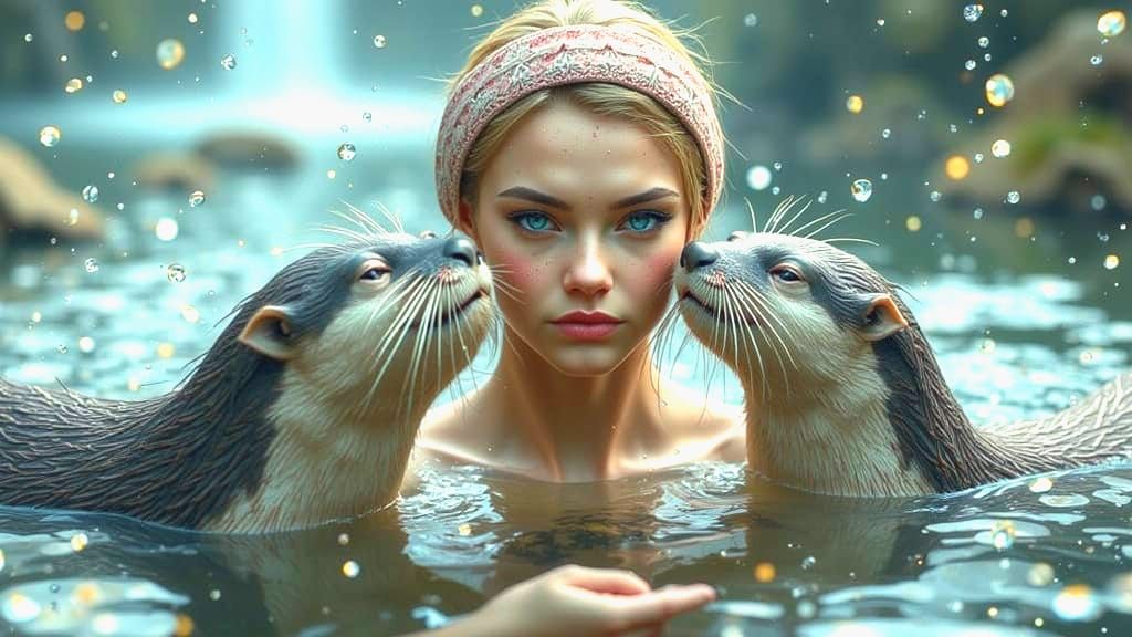 Norwegian Woman with Otters in Prehistoric Skirt