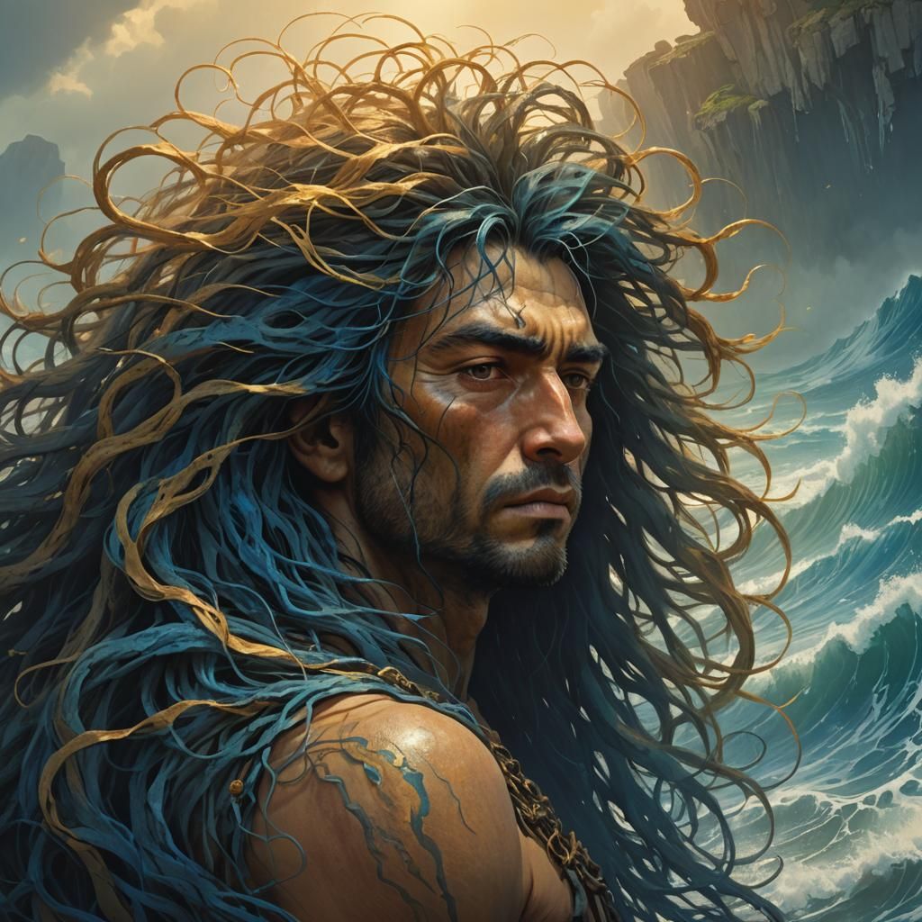 Sleepy Head in Tangled Hair: Fantasy Concept Art