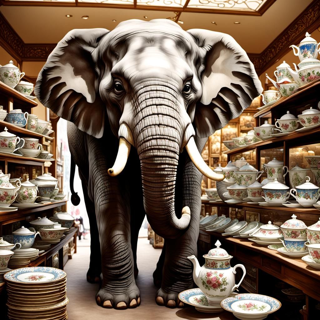 Elephant in Antique Shop Surprises Clerk