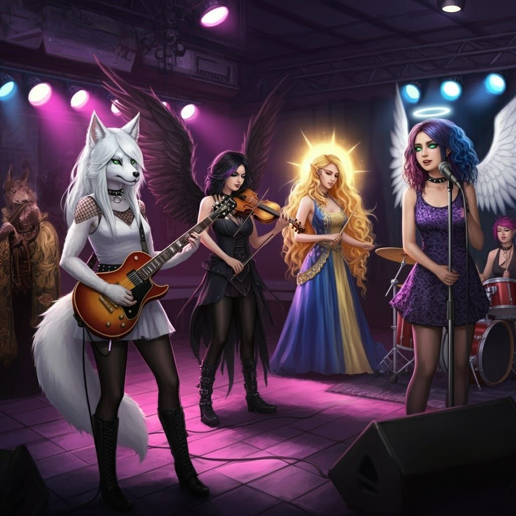 Rock Band Performance in Astral Punk Venue