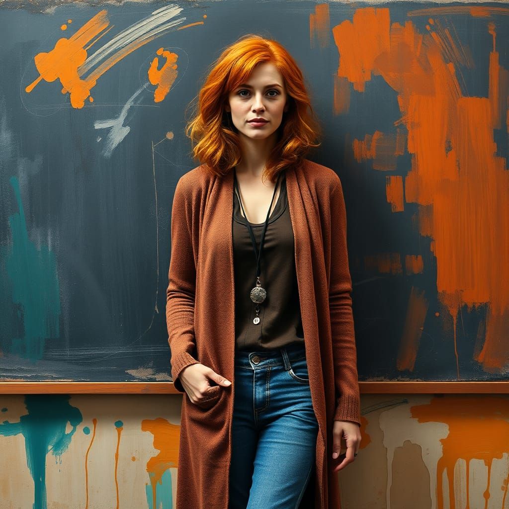 Abstract Portrait of Teacher with Orange Hair
