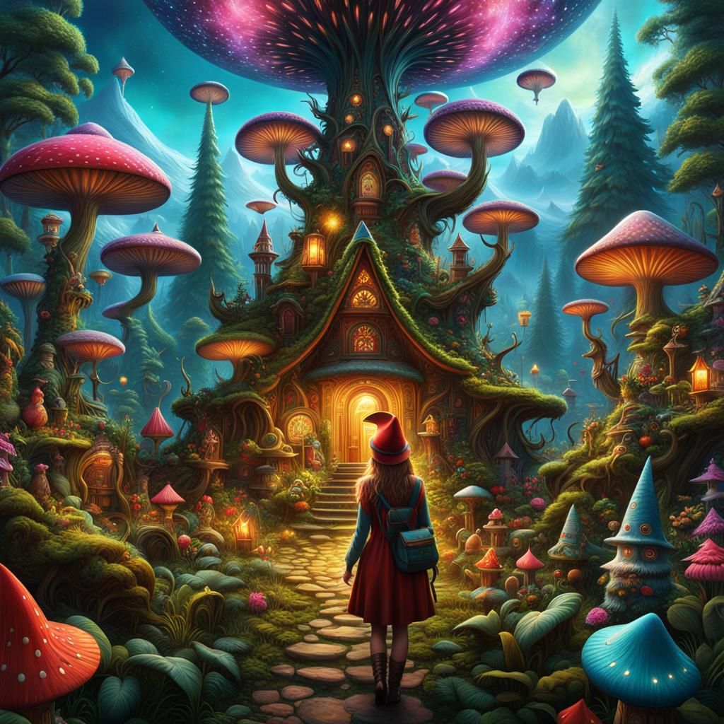 Surreal Trade: Woman, Beings, and Psychedelic Forest