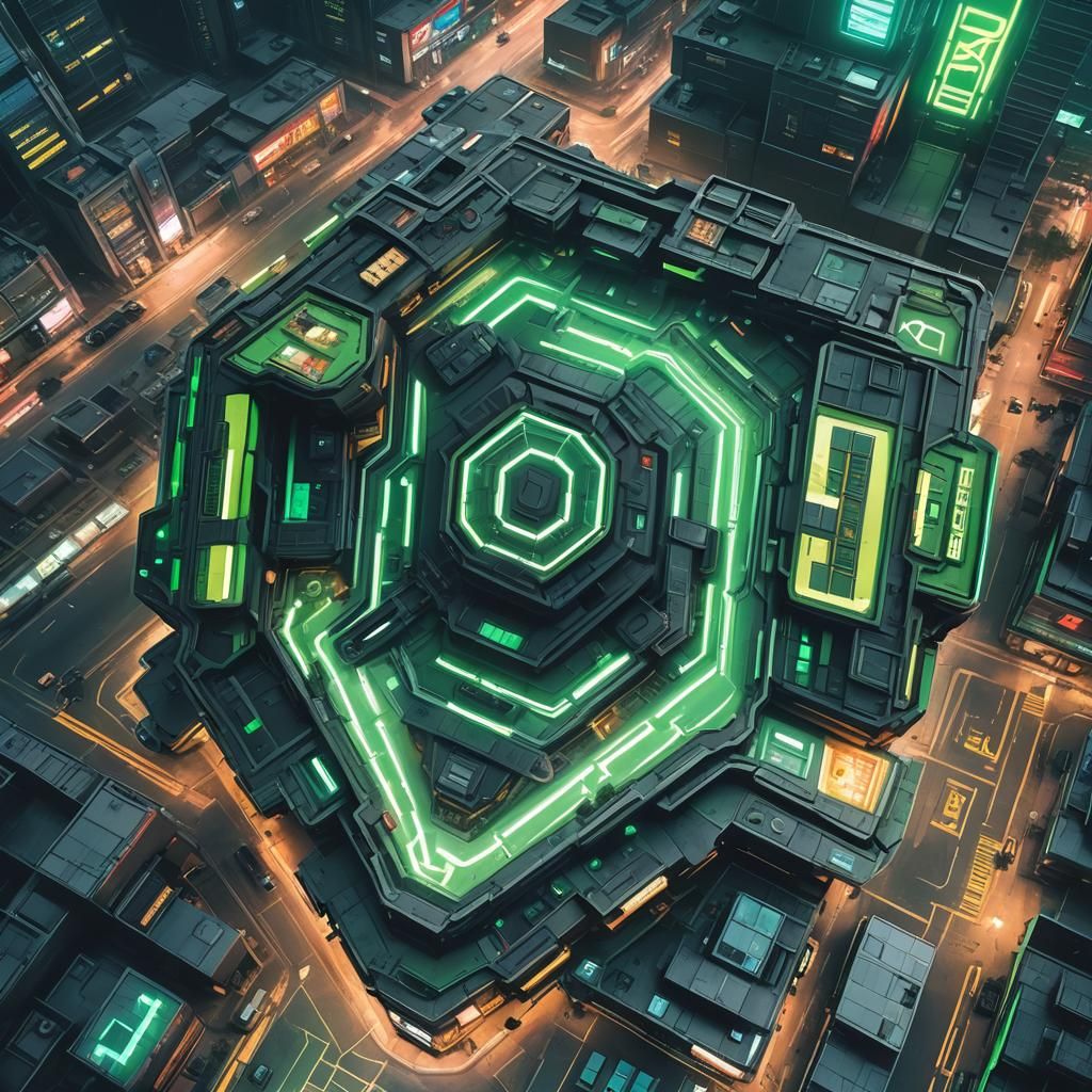 Cyberpunk Green Technology Building View