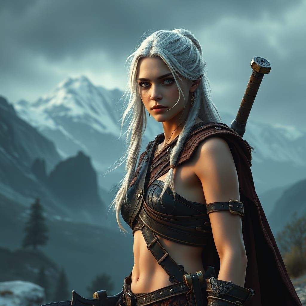 Nordic Warrior Woman in Mystical Viking Landscape