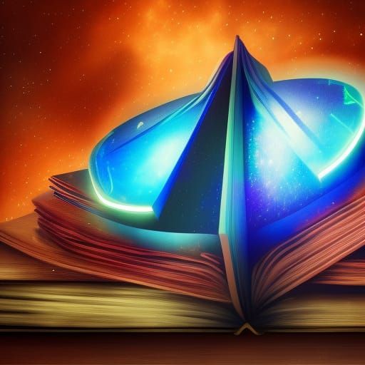 UFOs Emerge from Books in Hyperrealistic Style