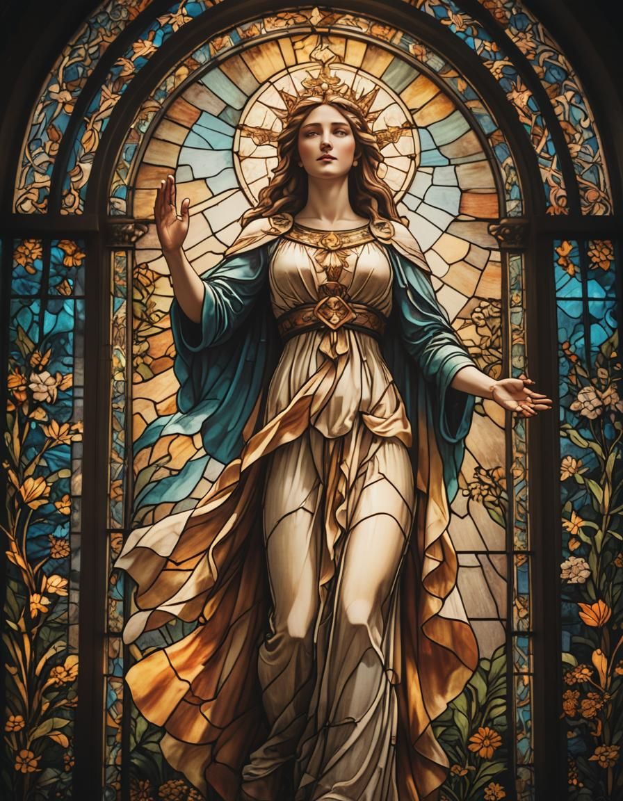 Stained Glass Goddess Blesses World