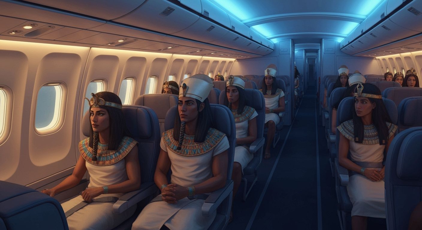 Egyptians on an Airplane as Digital Art