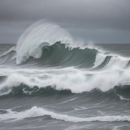 Winter Sea-Storm: Giant Waves Crash Over Seawall