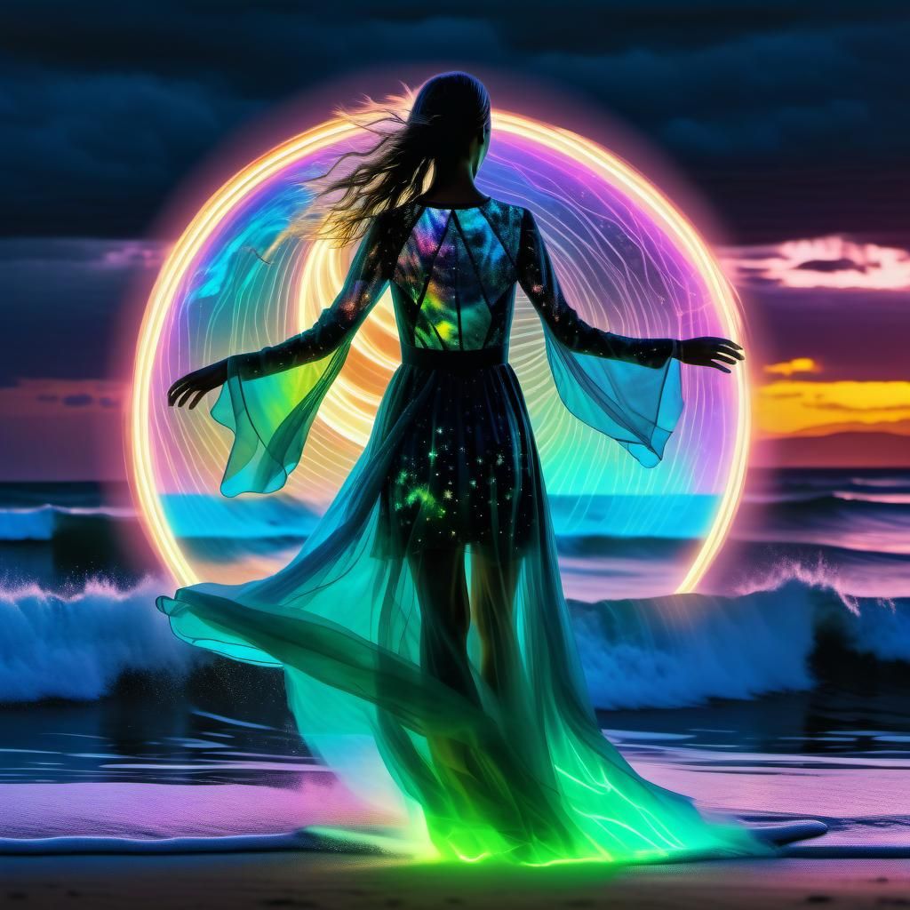 Iridescent Neon Spirit in Smoky Form