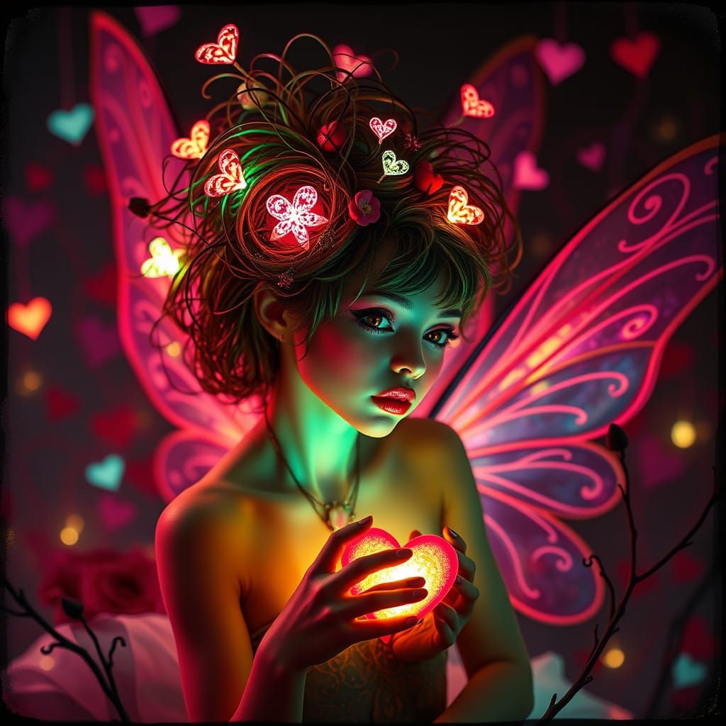 Romantic Gothic Fairy in Whimsical Photogram Style