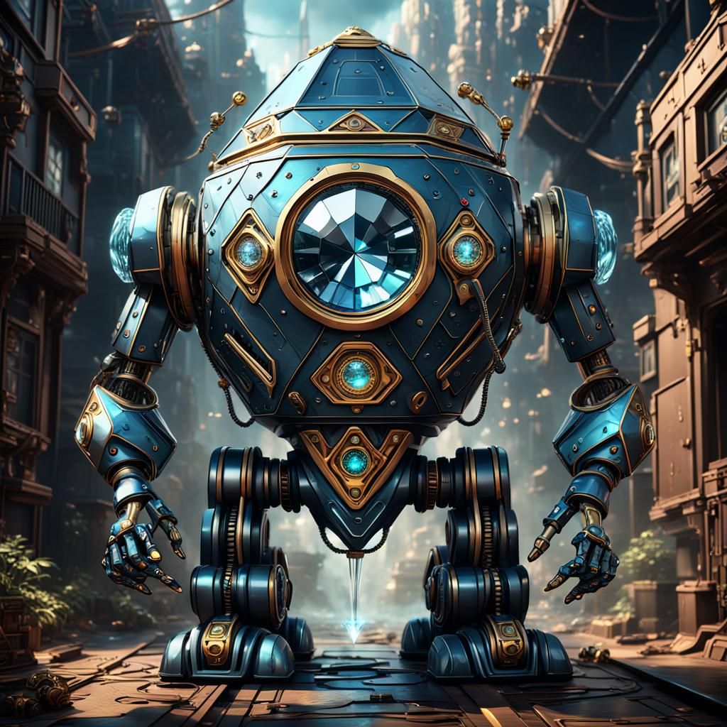 Diamond Robot with Vacuum Hose: Matte Painting