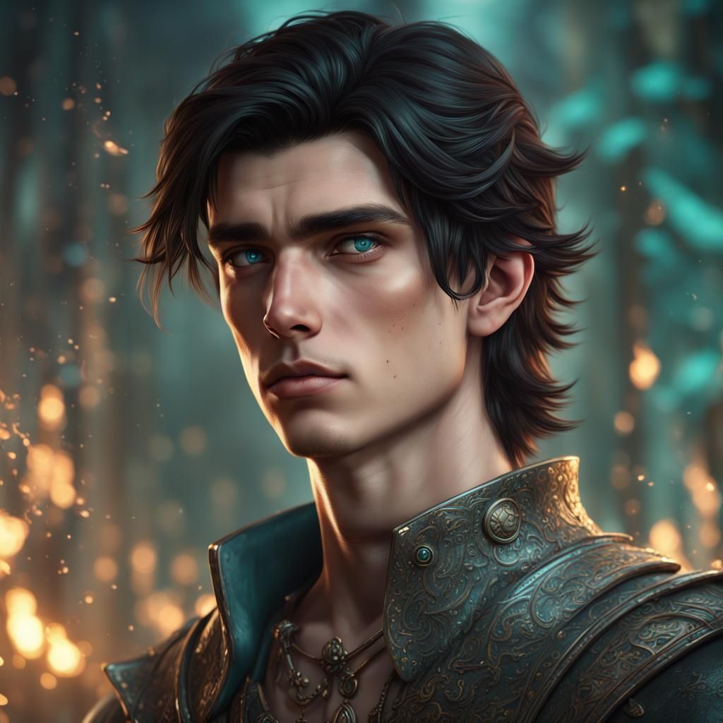Handsome Teal-Eyed Boy: Fantasy Concept Art