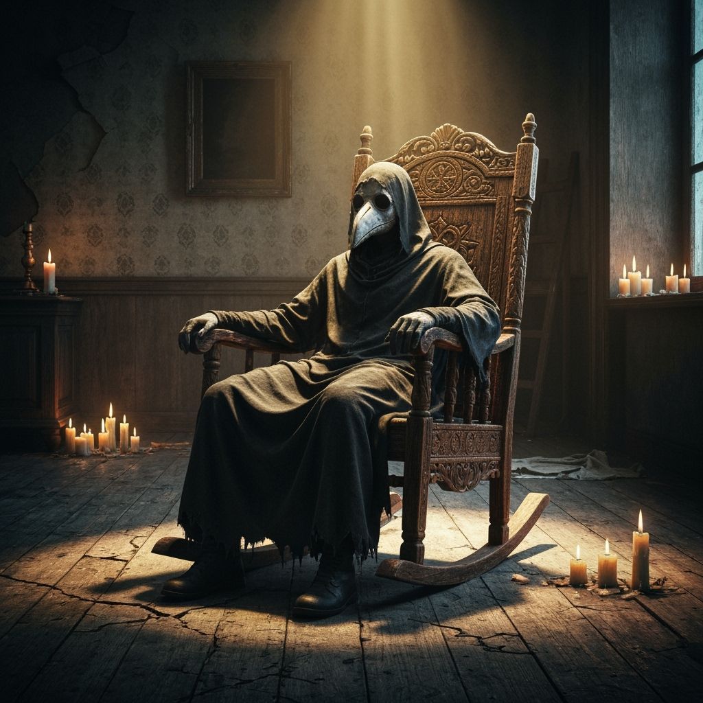 Plague Doctor in Rocking Chair, Cinematic Lighting